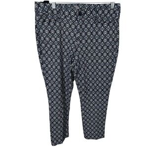 St John's Bay Navy Blue Patterned Pants Button Zip Women's Size 12P